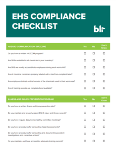 general ehs compliance audit checklist page one