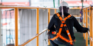 person using fall protection