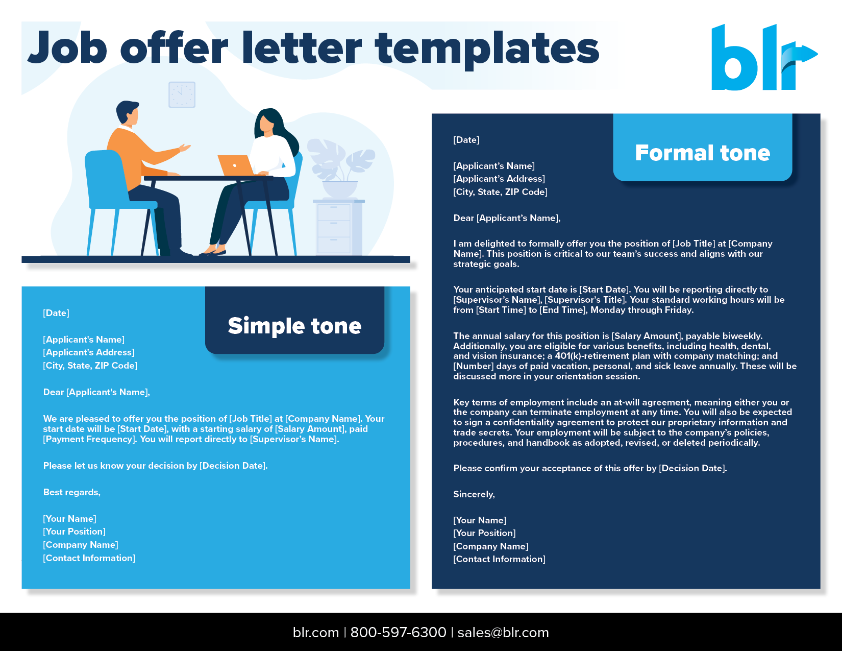 Job offer letter templates with a simple tone and formal tone