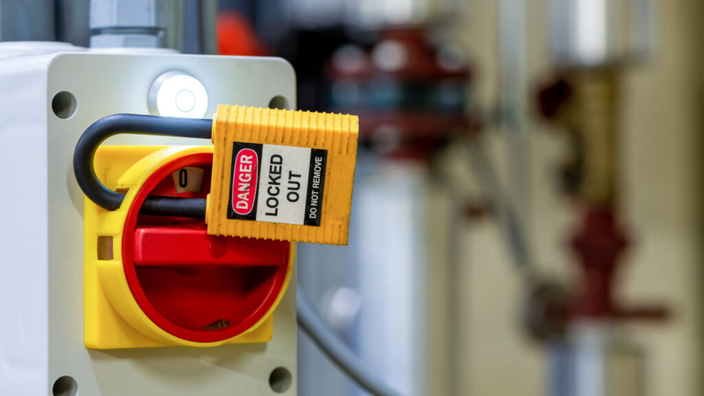 yellow lockout/tagout lock