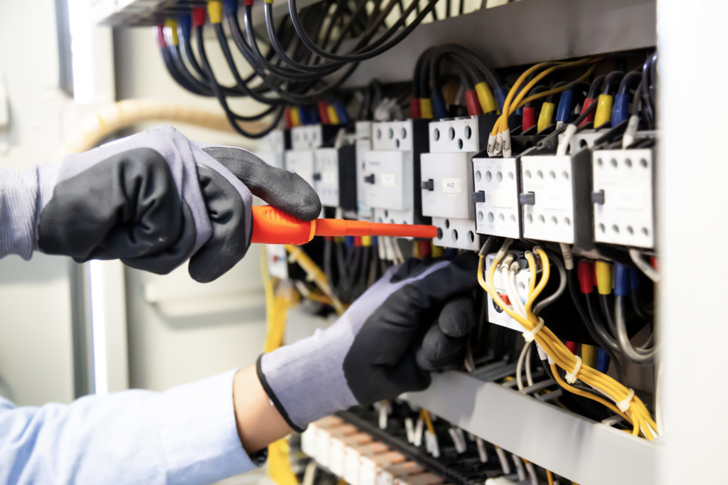 person working safely with electricity