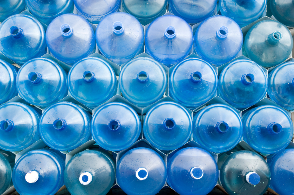 plastic containers stacked