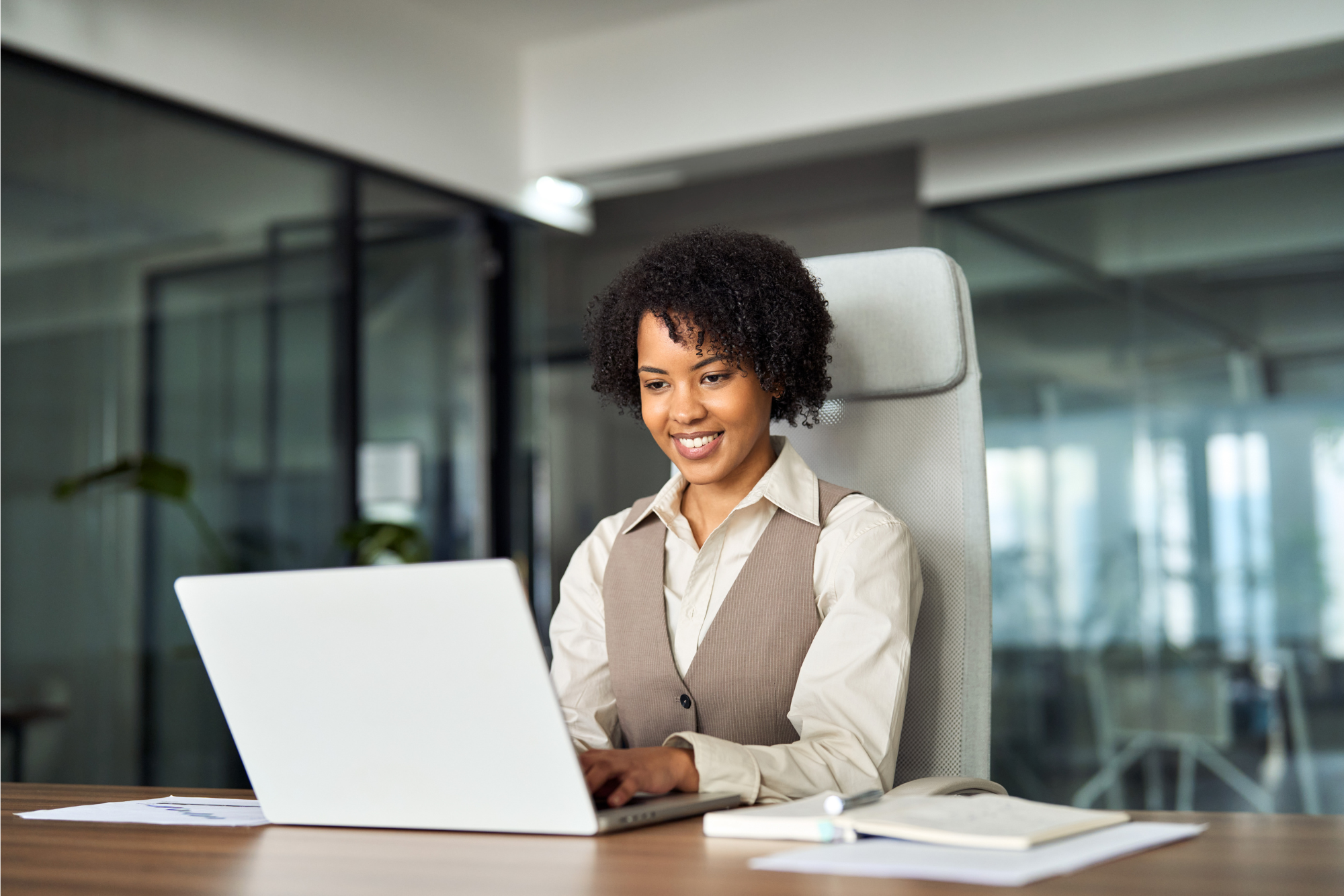 woman working on the computer