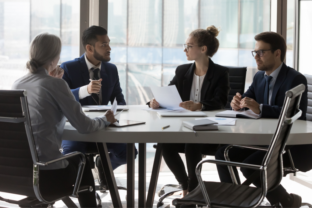 group of diverse professionals having a meeting