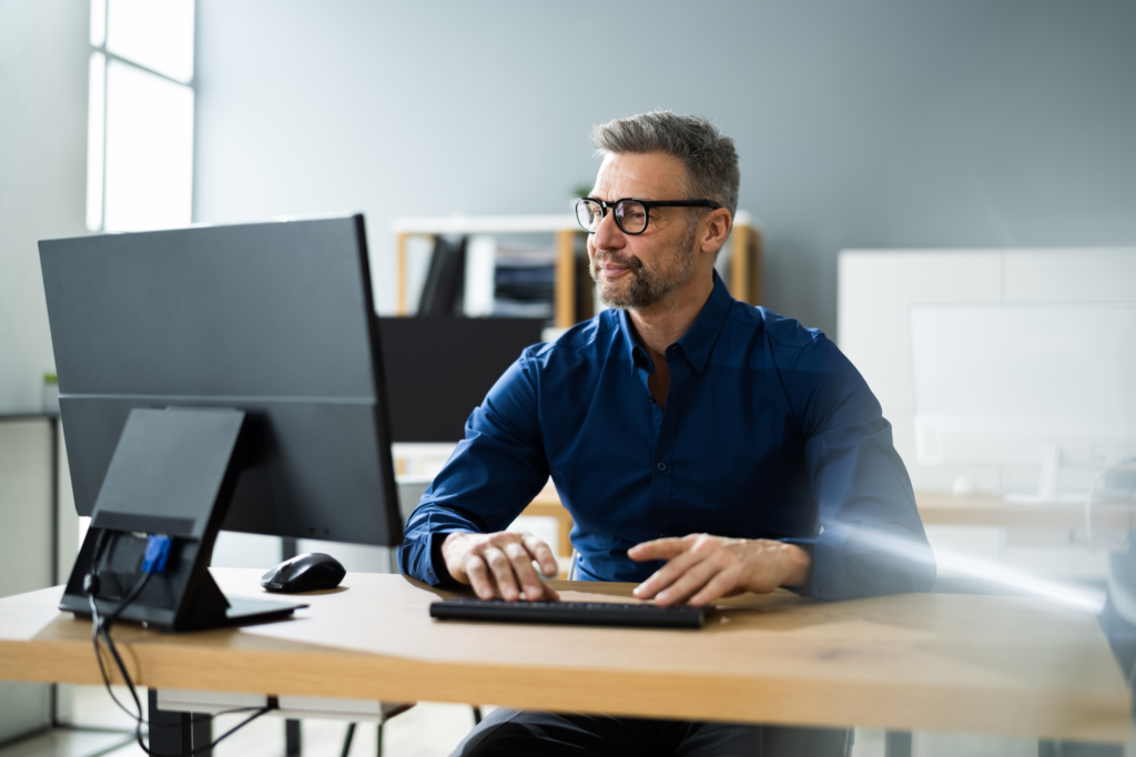 man working on computer