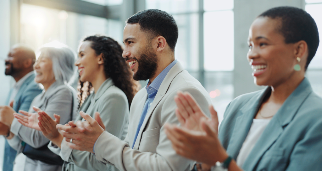 Employees celebrating an achievement