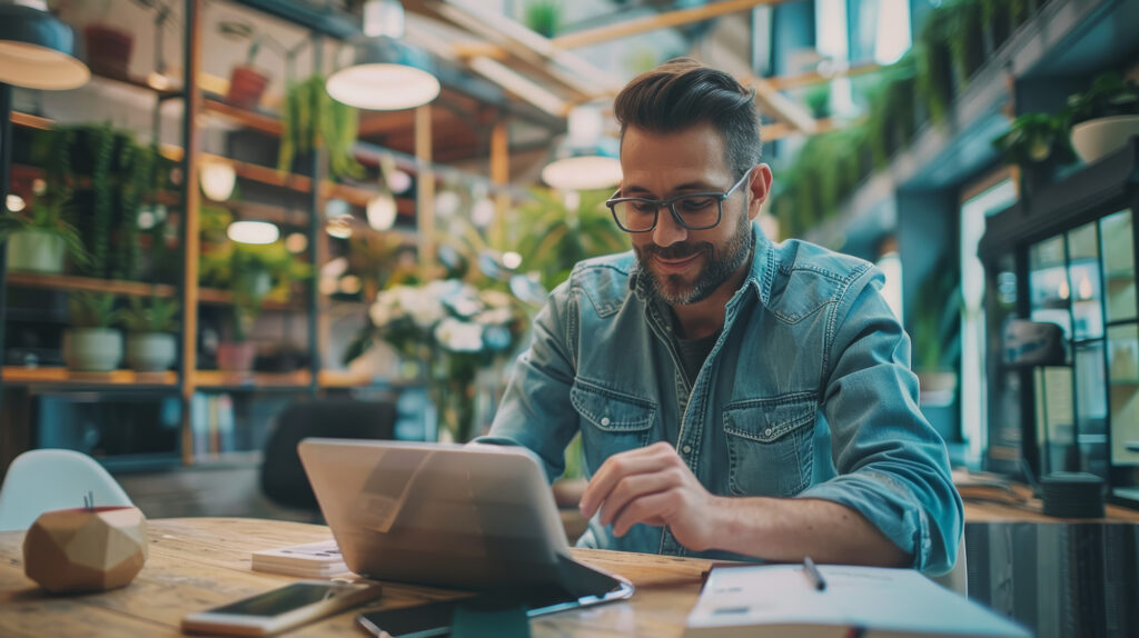 image of man working on computer