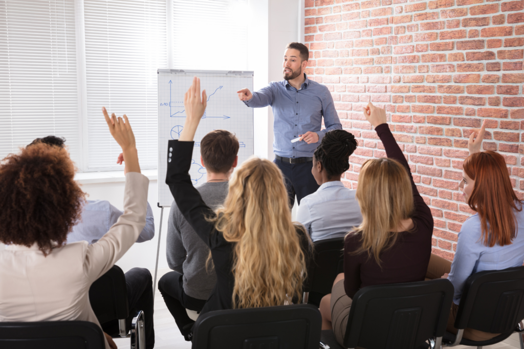 employee training session with engaged attendees