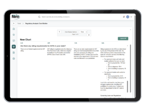 Tablet displaying the Reg Analysis Chart Builder tool.