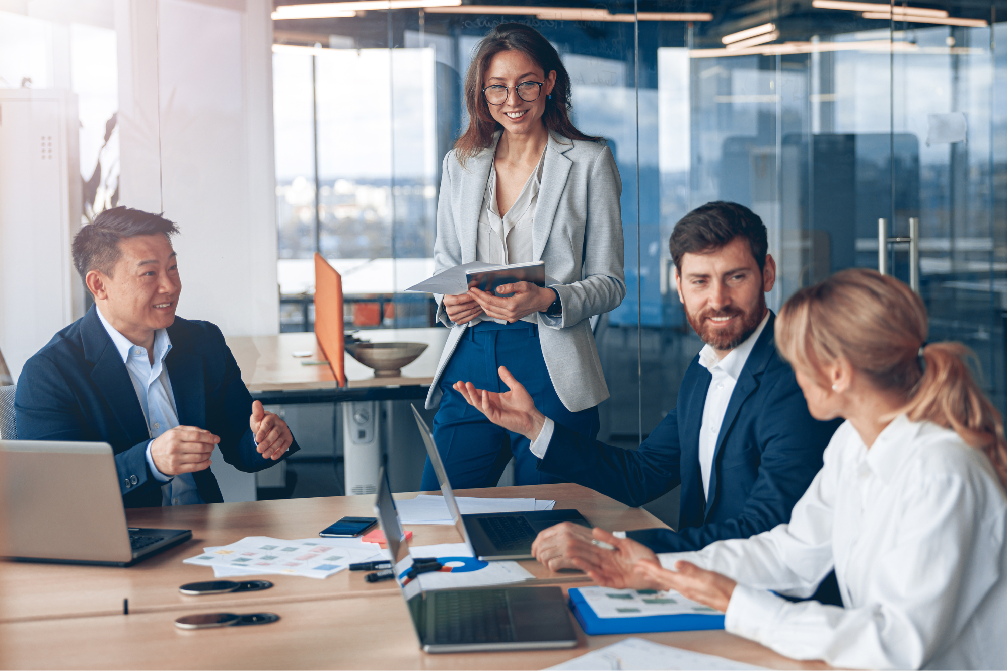 Group of diverse professionals having a meeting