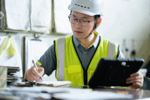 safety worker checking lists