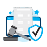 Gavel computer document and shield