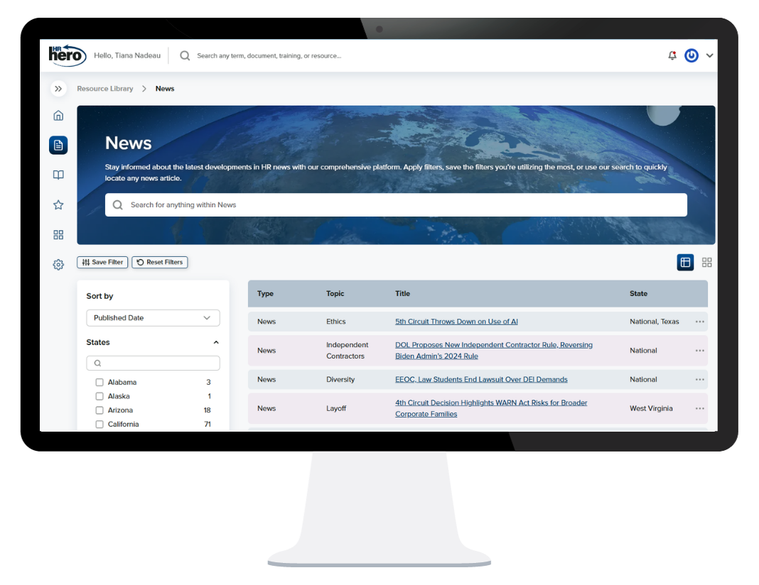 HR Hero Actionable News screenshot.