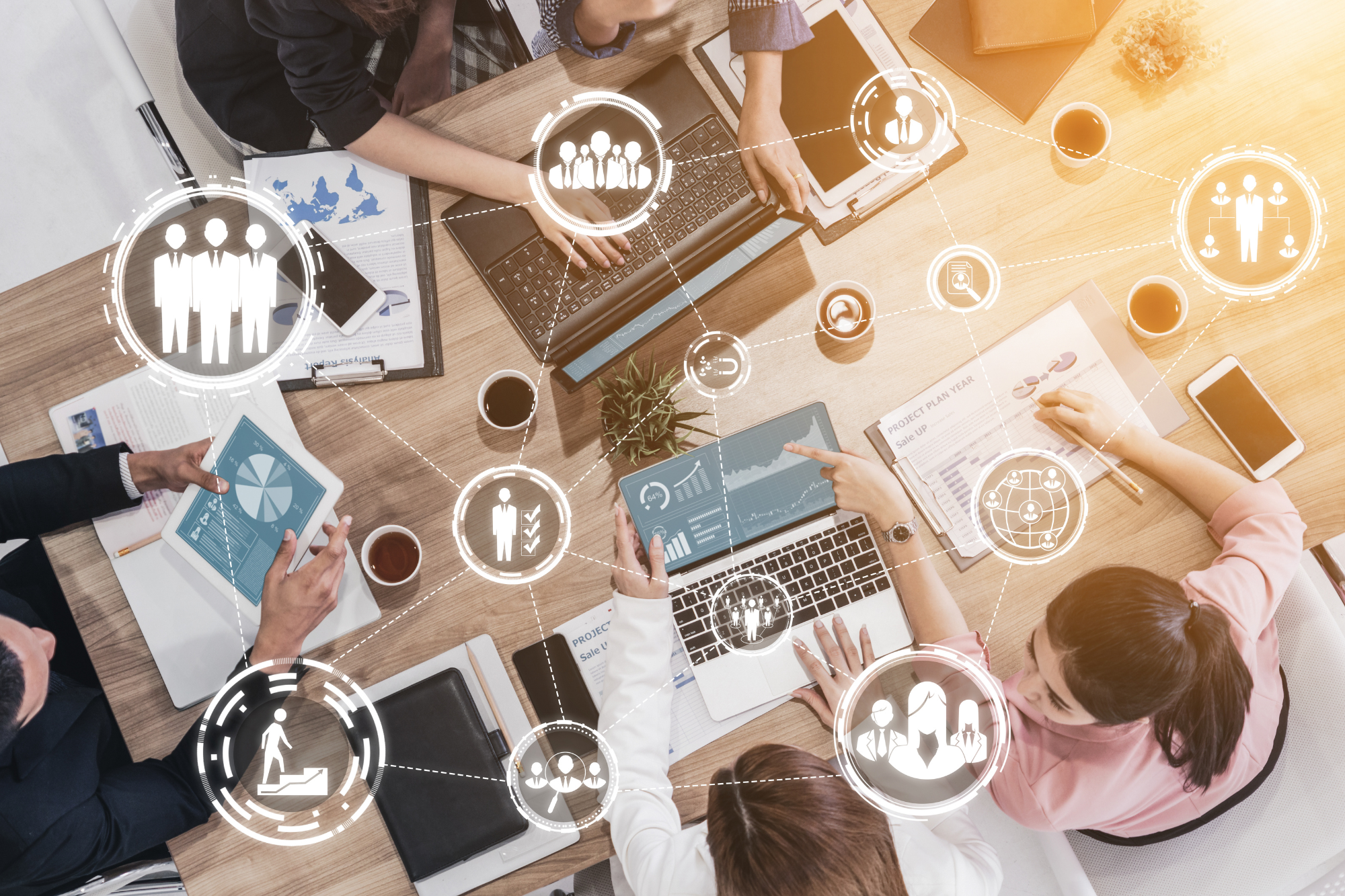 Modern graphic interface showing professional employee hiring and headhunter seeking interview candidate for future manpower.