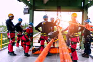 Safety training for harnesses. Rescue Team