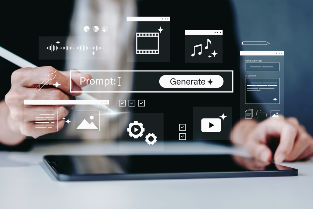 Business woman using ai powered content