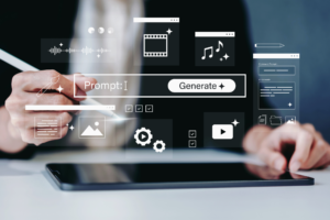 Business woman using ai powered content