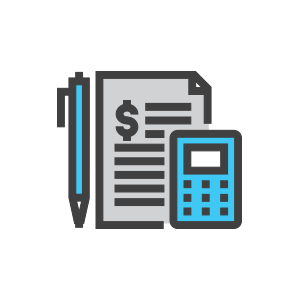 financial document and calculator