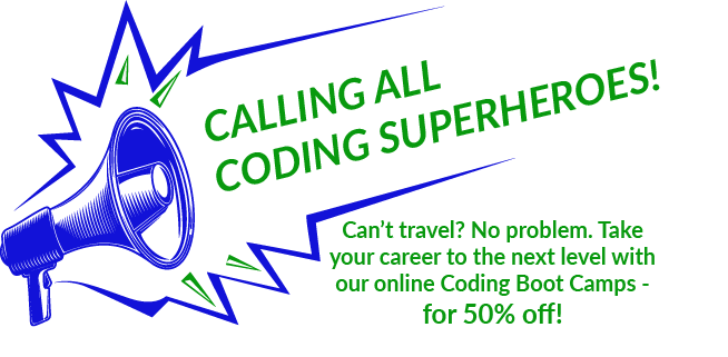 calling all coding superheroes - get 50% off online bootcamps